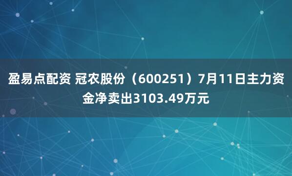 盈易点配资 冠农股份（600251）7月11日主力资金净卖出3103.49万元